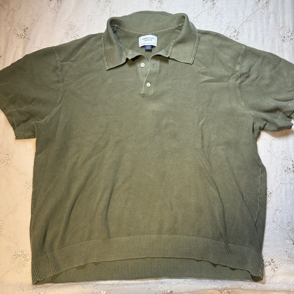 american eagle men’s soft knit polo – size xl (sage green)